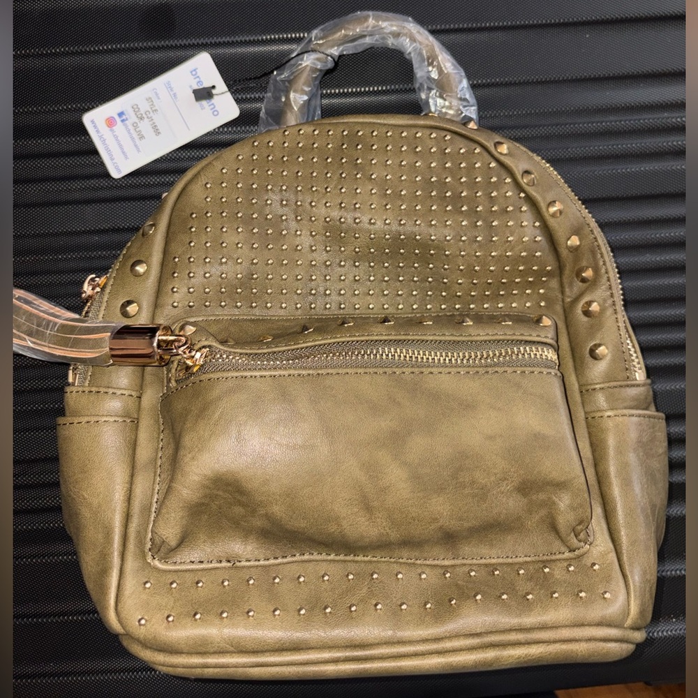 Brentano Gold Studded Vegan Mini Backpack NWT